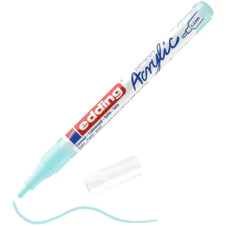 edding 5300 Acrylmarker fein - pastell-blau - 1 Acrylstift wasserfest - feine Rundspitze 1-2 mm