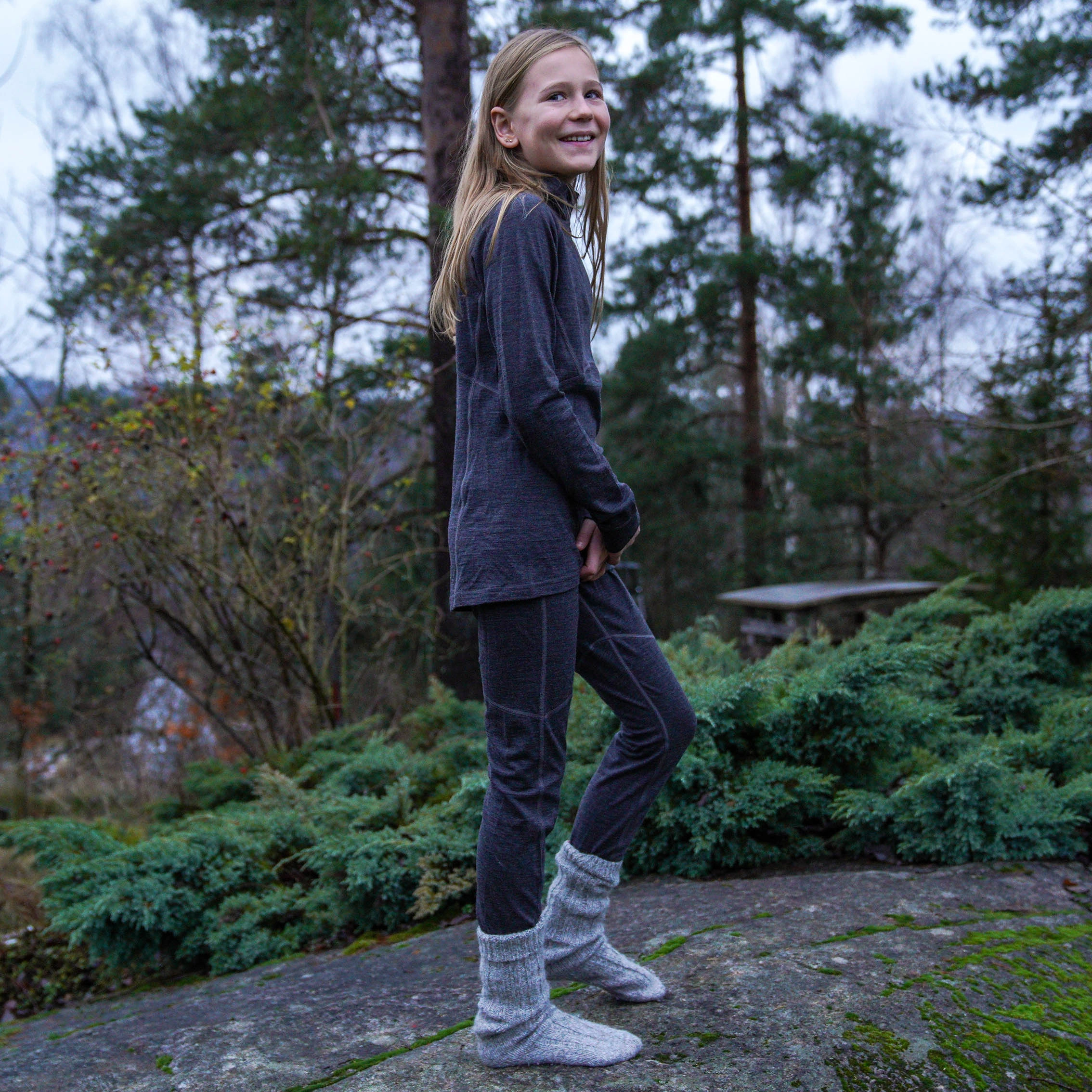 Inner:Pure Youth Half Zip Solid Dark Grey