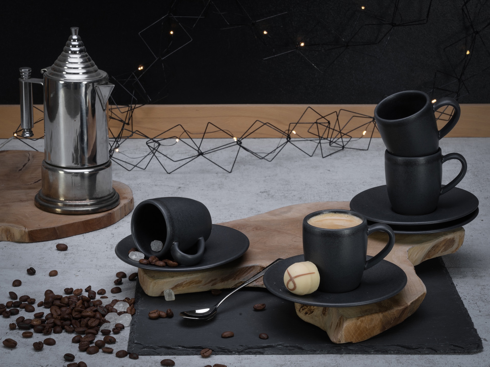 CreaTable Espressotasse SOFT TOUCH 6er Set 70 ml Steinzug schwarz