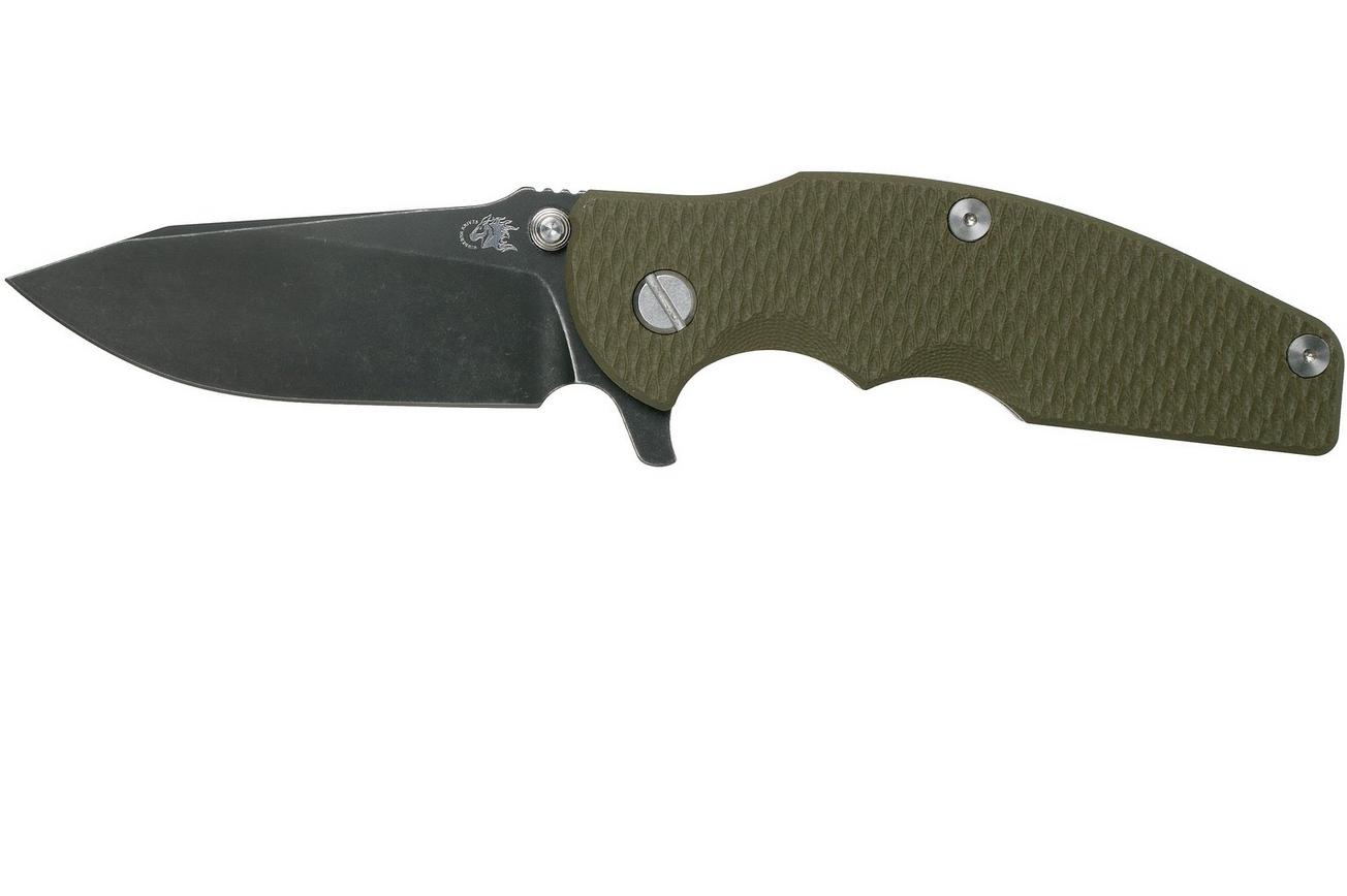 Rick Hinderer Jurassic Slicer Battle Black, OD Green G10 CPM 20CV zakmes