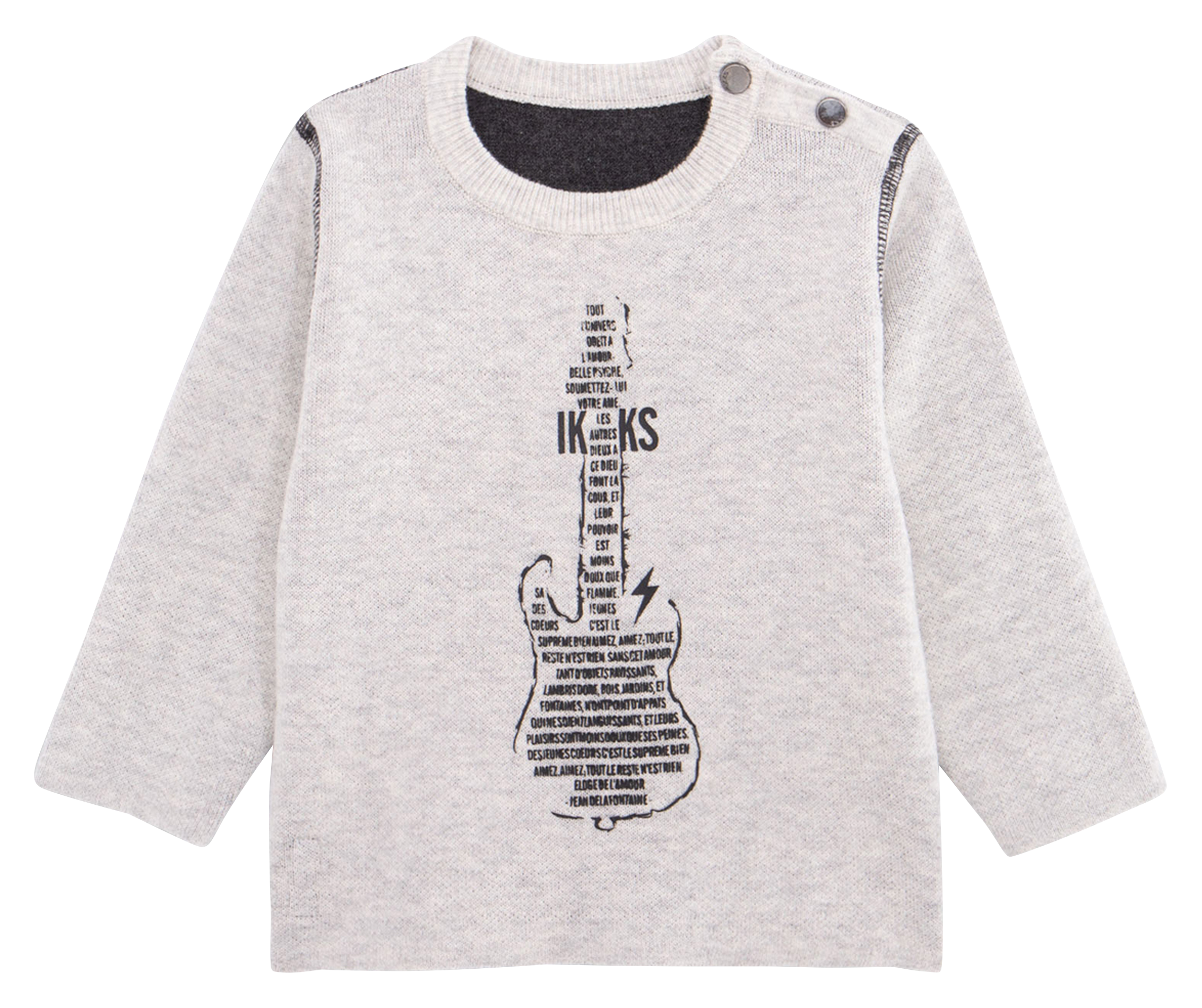 Pull réversible boutonné en coton mélangé | Gris
