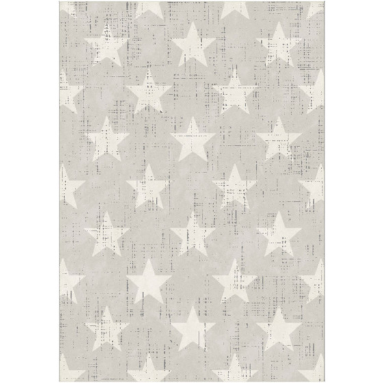 Tapis chambre d'enfant - star vintage - gris clair - 80 x 150 cm