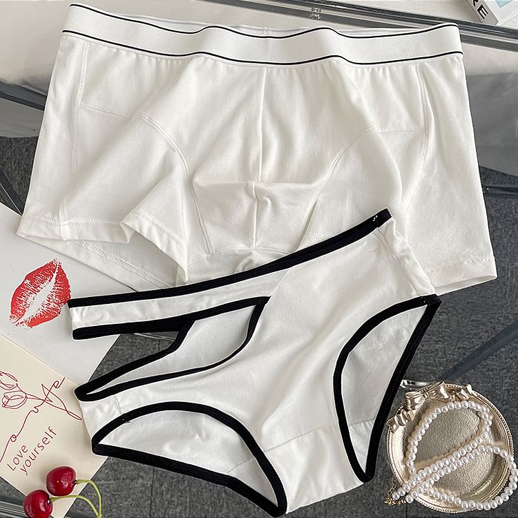 Pancherry - Matching set voor koppels: boxershort met contrasterende rand + panty