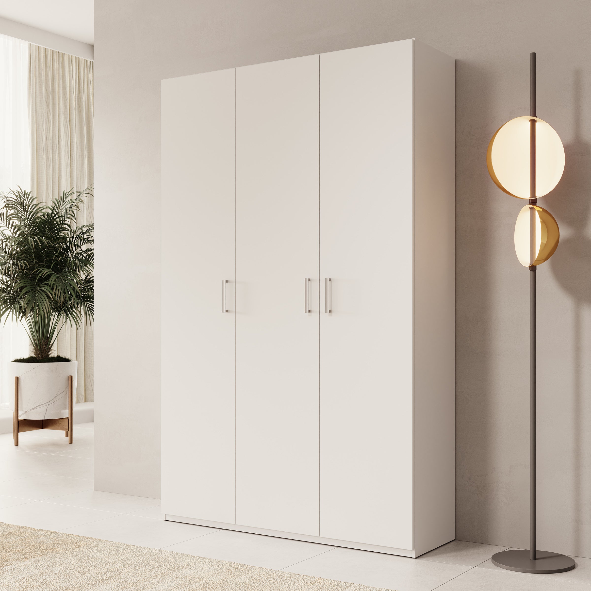 Havron - Kledingkast 3 deurs - Wit - 133x42x211 cm