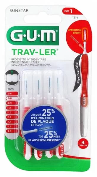 Brossette interdentaire GUM TRAV-LER 0,8 mm - 4 unités