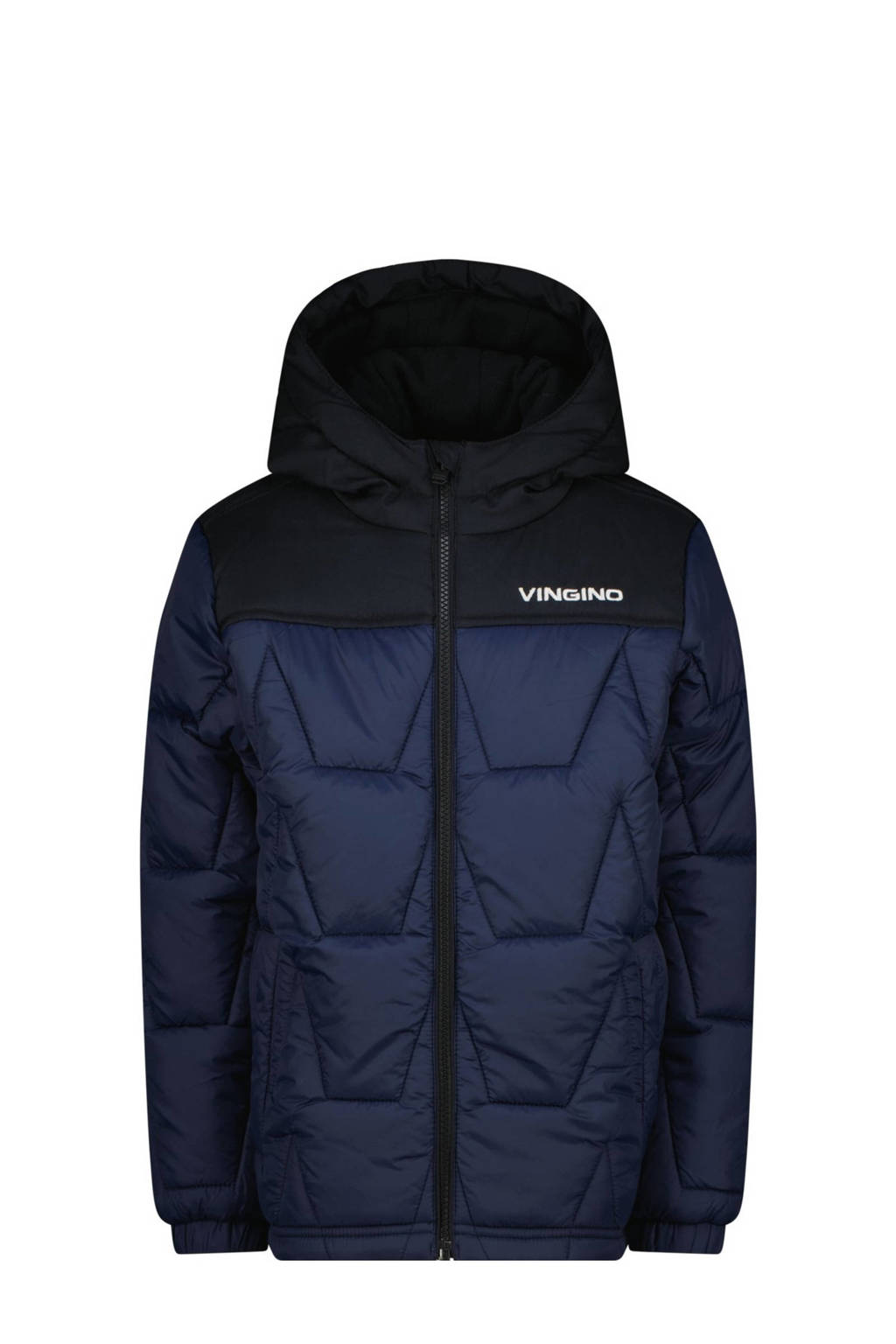 Vingino gewatteerde winterjas Tjay donkerblauw/zwart