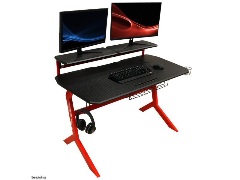LC-Power Gaming Tisch LC-GD-1R Schwarz/Rot Gaming-Schreibtisch für bis zu zwei Monitore