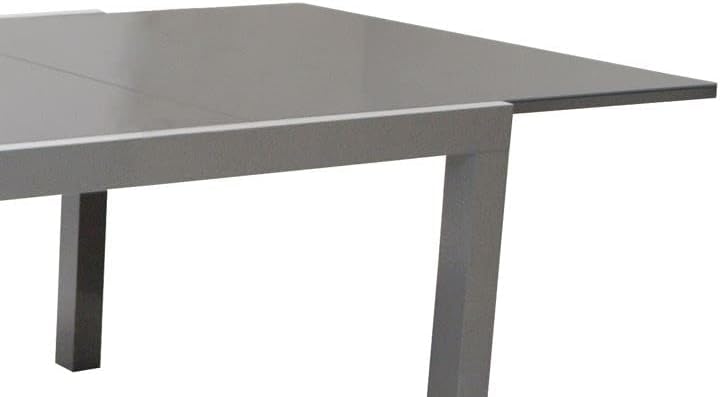 DEGAMO Ausziehtisch Marina XL, 180/240x100cm, Aluminium Silbergrau + Glas dunkelgrau