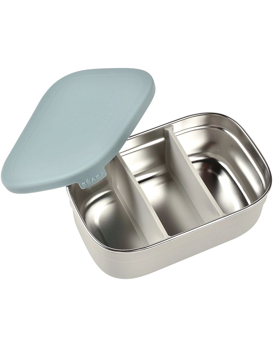 Edelstahl-Brotbox LUNCH mit Trenner in baltic blue