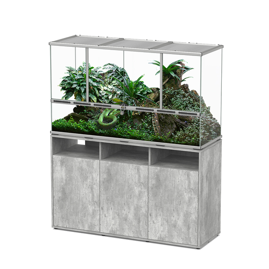 Terrarium et Meuble avec portes Béton L.132xP.45xH.75cm