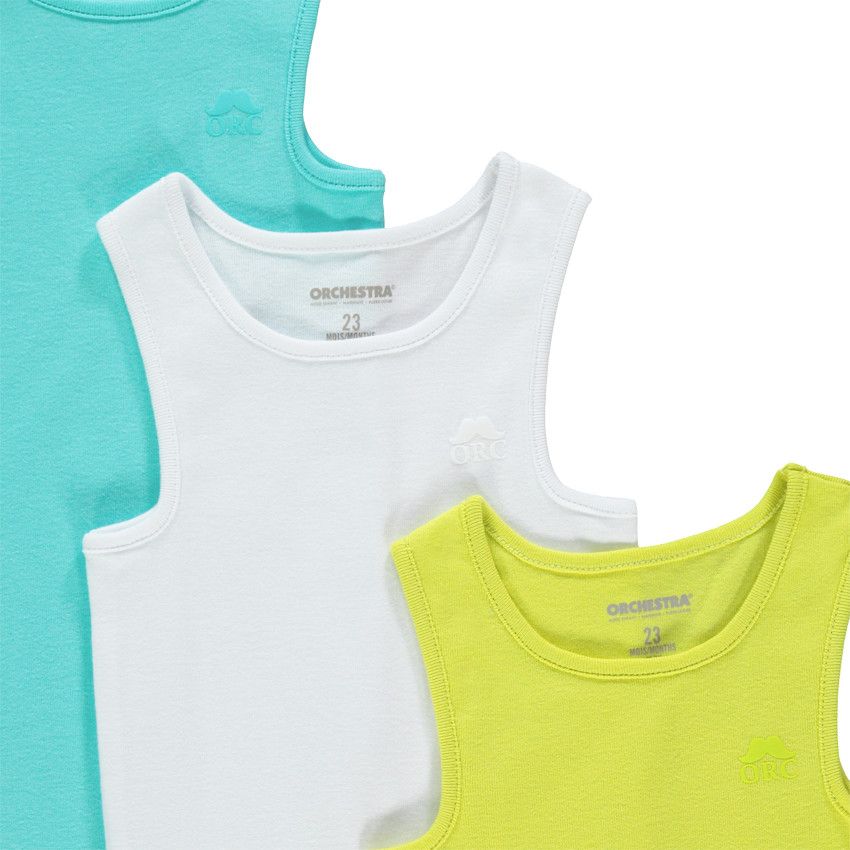 Lot de 3 bodies sans manches en coton pour bébé garçon à logo printé - Bleu