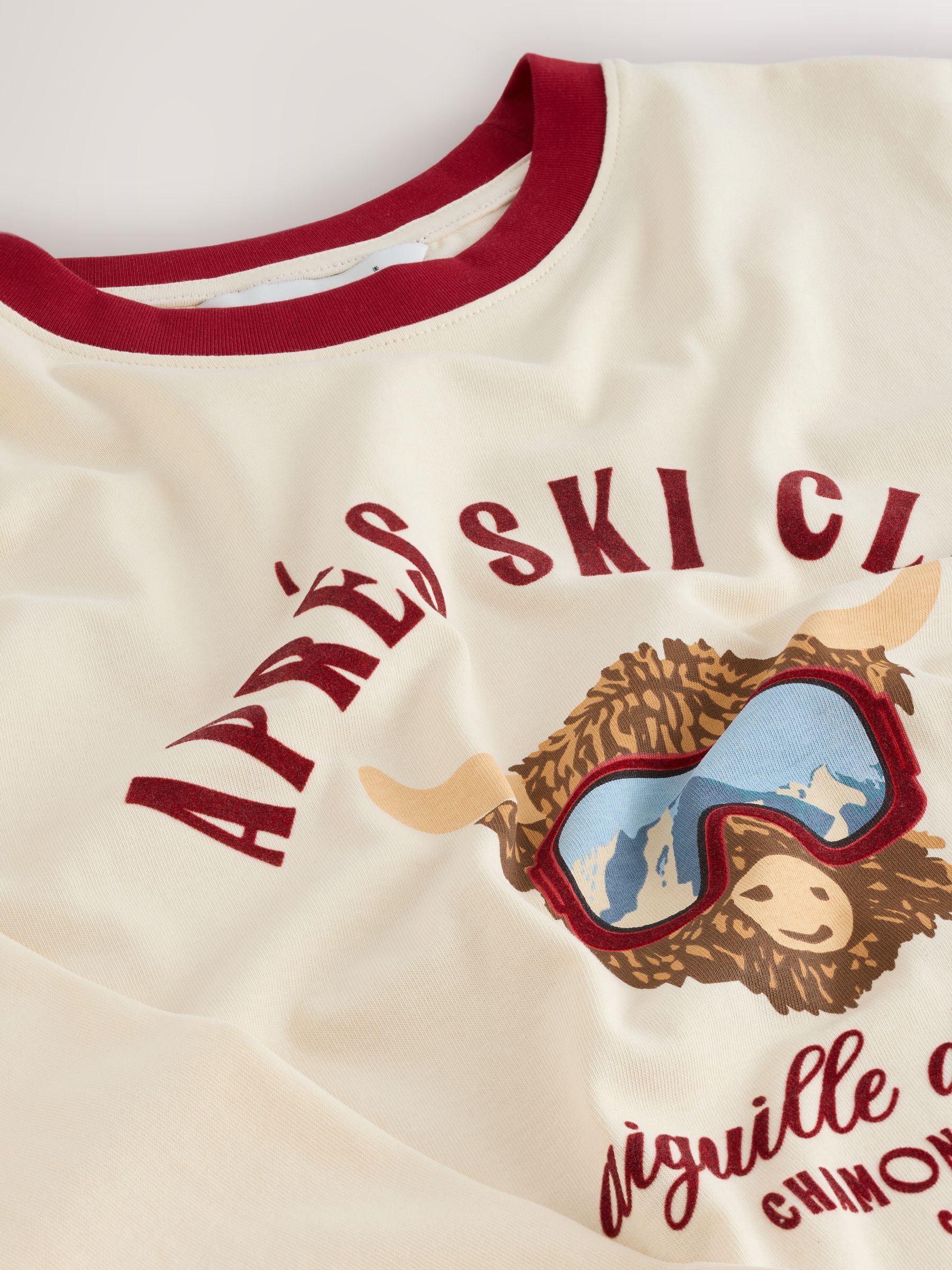 Ecru en bordeaux Rood - Top met grafische print van Hamish Skiing Kerstmis