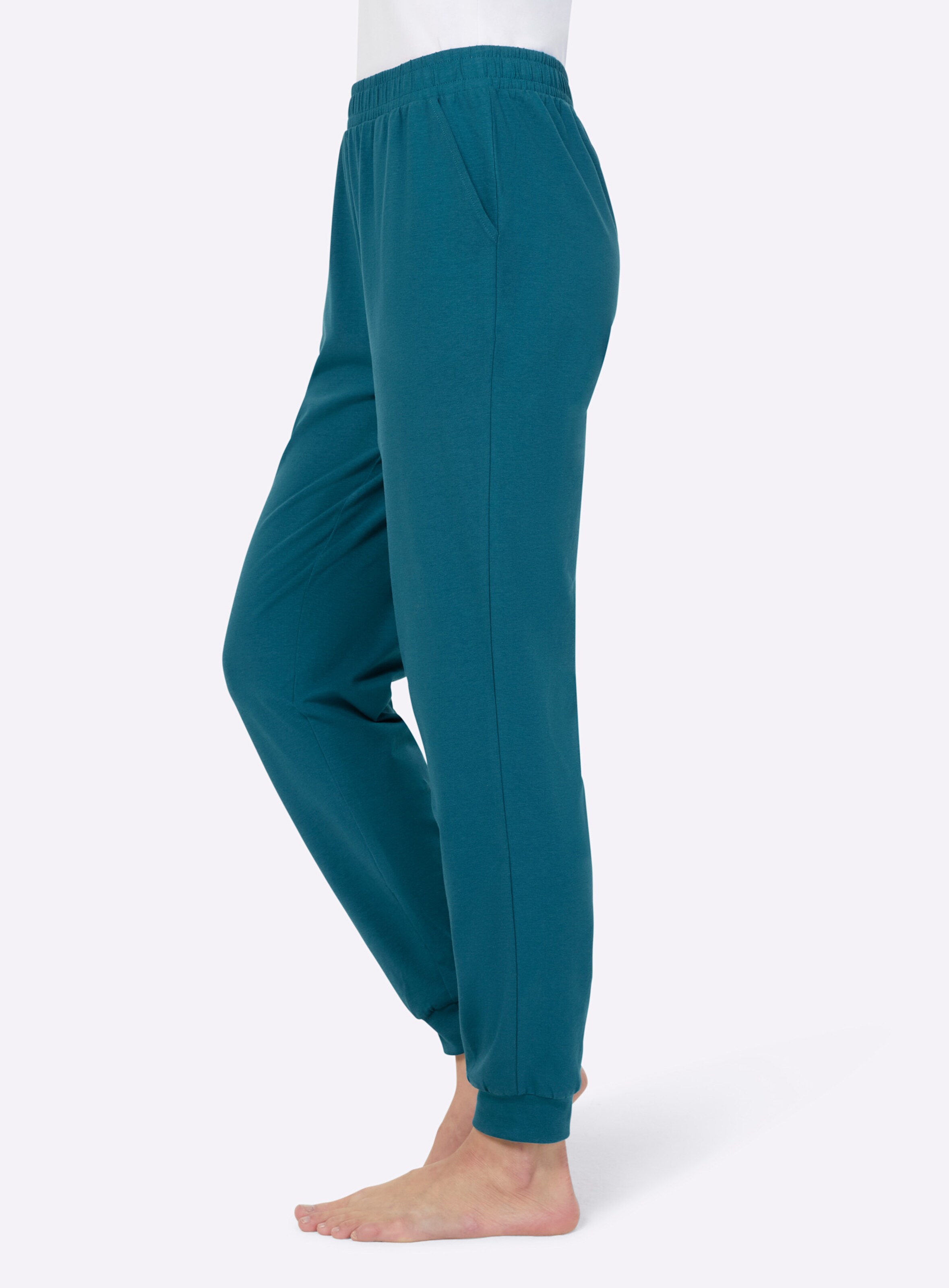 feel good Hosen in aquapetrol + dunkeltaupe