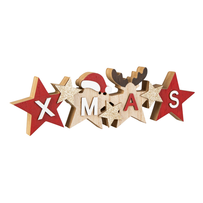 Schriftzug Xmas Sterne - ca. 29,5 x 2 x 8,5 cm