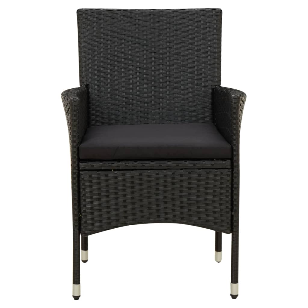 Mobilier à dîner de jardin 5 pièces et coussins résine tressée noir