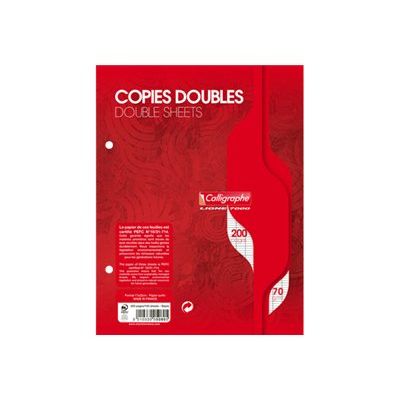 Calligraphe - copies doubles - 200 pages - 17x22 cm - grands carreaux (Seyes) - perforées