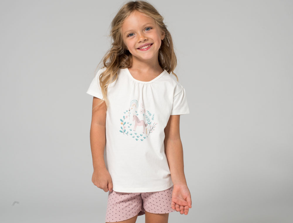 Pyjama short enfant-Au pays des licornes