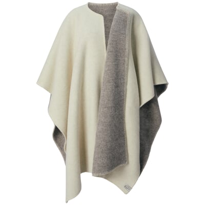 Norwegischer Poncho Lammwolle, Grau-Natur