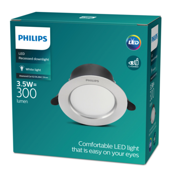 Philips inbouwspot LED Diamond 1x3,5W 2700K zilver