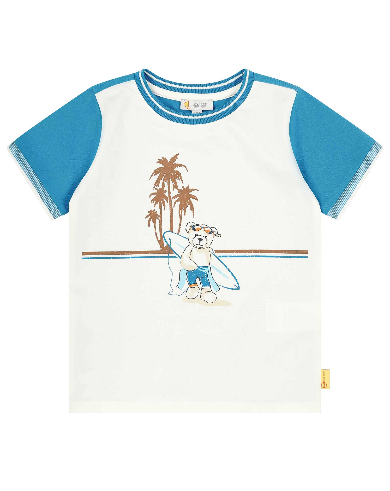 T-Shirt SURFING BEAR in mediterranian blue