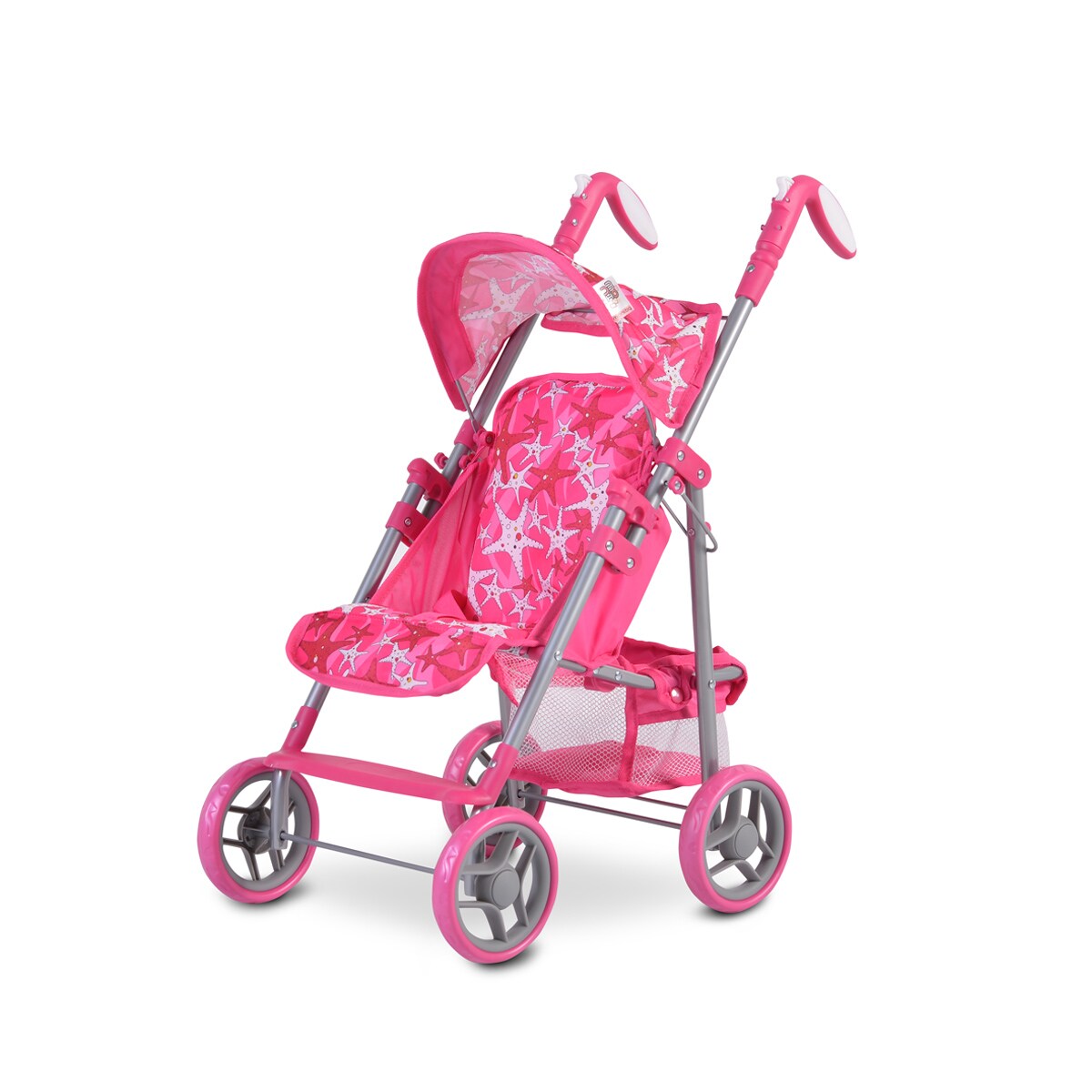 Moni Puppenwagen Stars 9351 faltbar, Rückenlehne und Schiebegriffe verstellbar pink