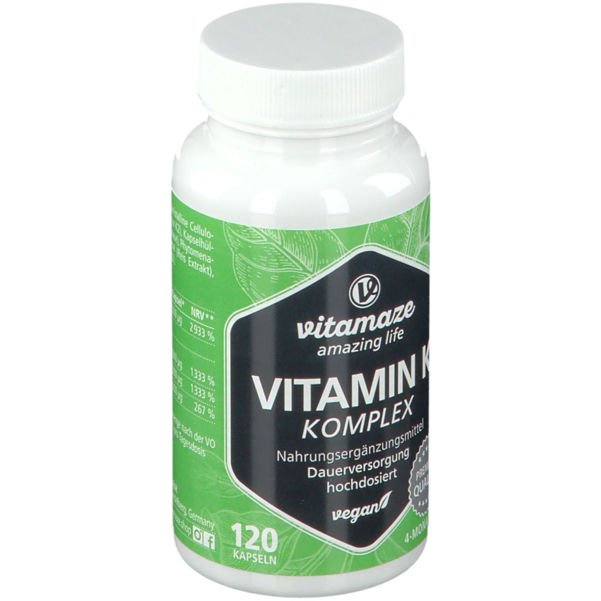 VITAMIN K1 + K2 Komplex hochdosiert vegan