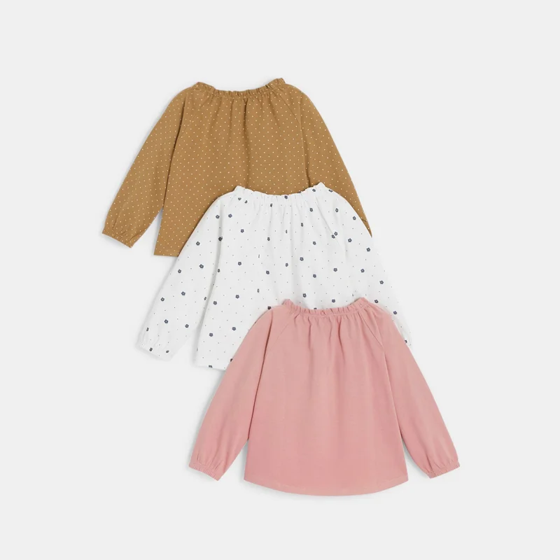 Blouse col élastique (lot de 3) rose bébé fille Rose