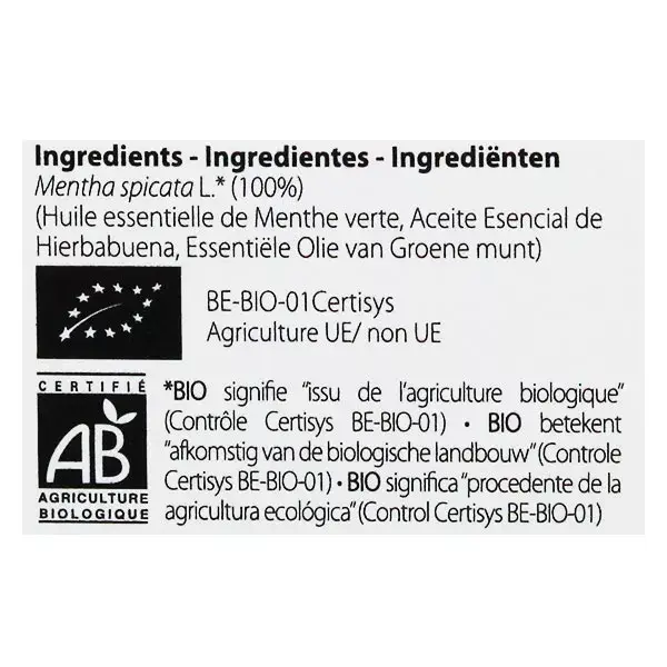 Óleo Essencial de Hortelã-Verde Orgânica Pranarom (Parte Aérea) 10ml