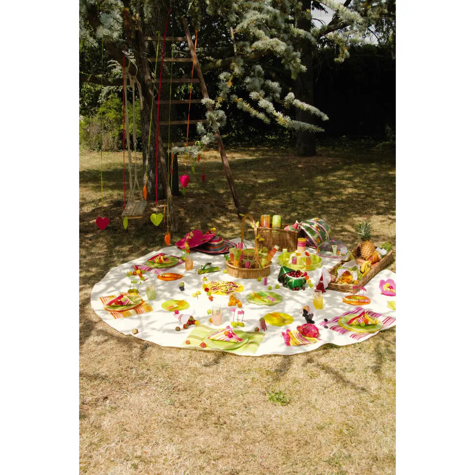 Santex Feest tafelkleed/tafellaken rond - zwart - 240 cm - stof