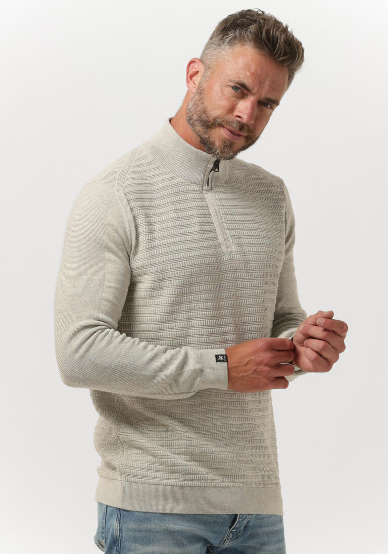 VANGUARD gebroken wit vanguard trui half zip collar cotton structure