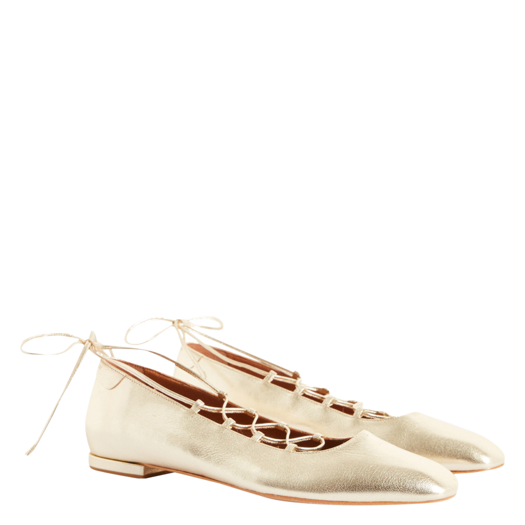 Ballerines en cuir métallisé | Doré