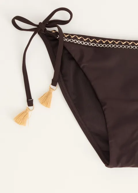 Bikini broekje geborduurd bruin (BRN.D)