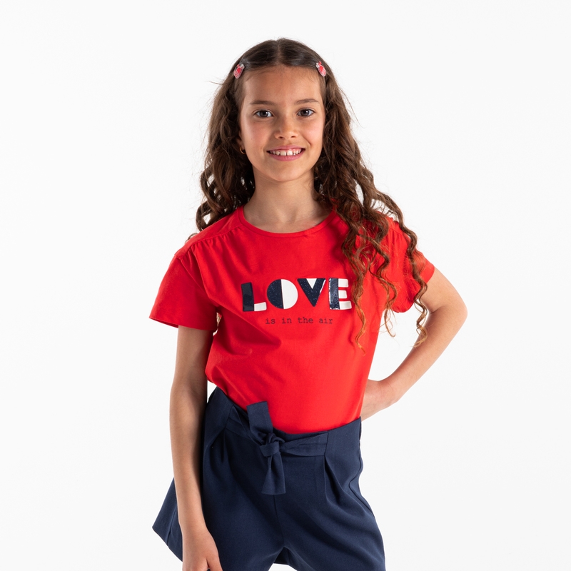 T-shirt message love rouge fille