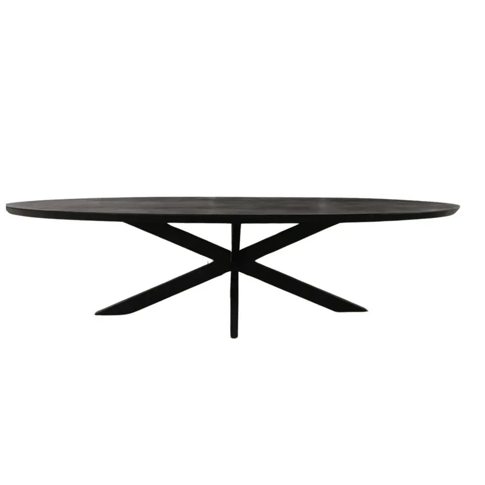 Eettafel Zwart Hout/Metaal - 180x90x76cm - Brandy