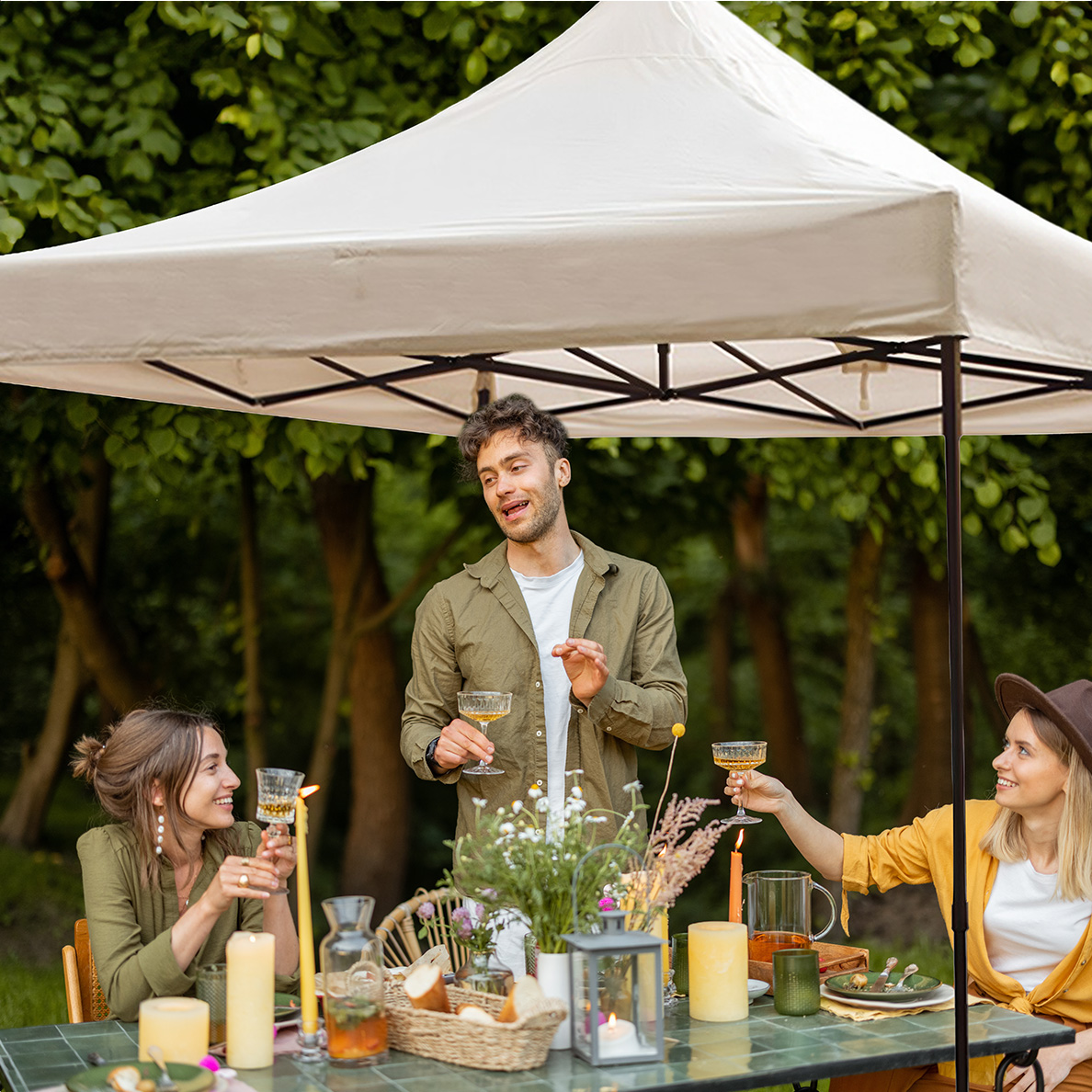 LifeGoods Easy Up 3x3 m partytent  - Beige