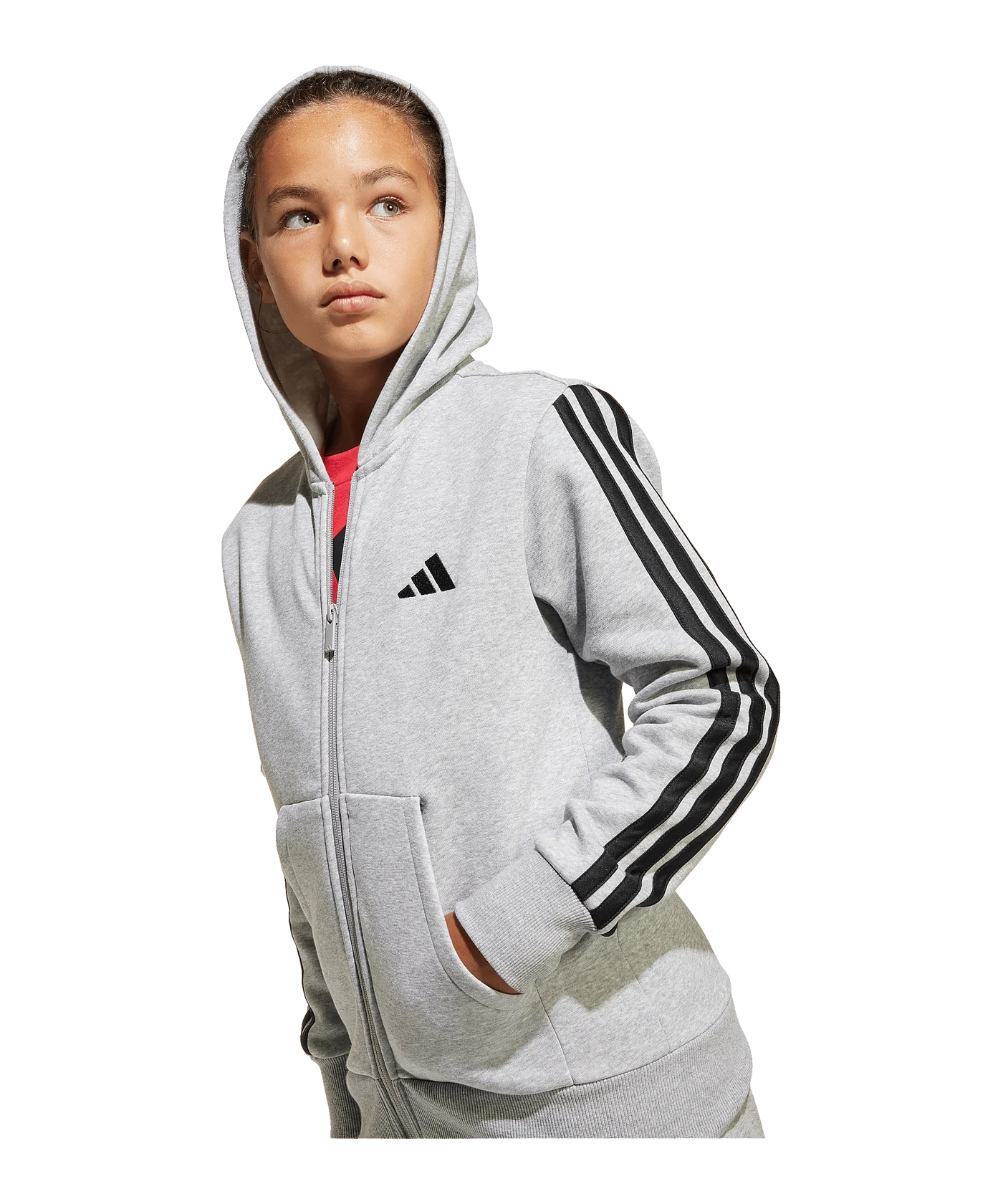 adidas Essentials Kapuzenjacke Kids Grau