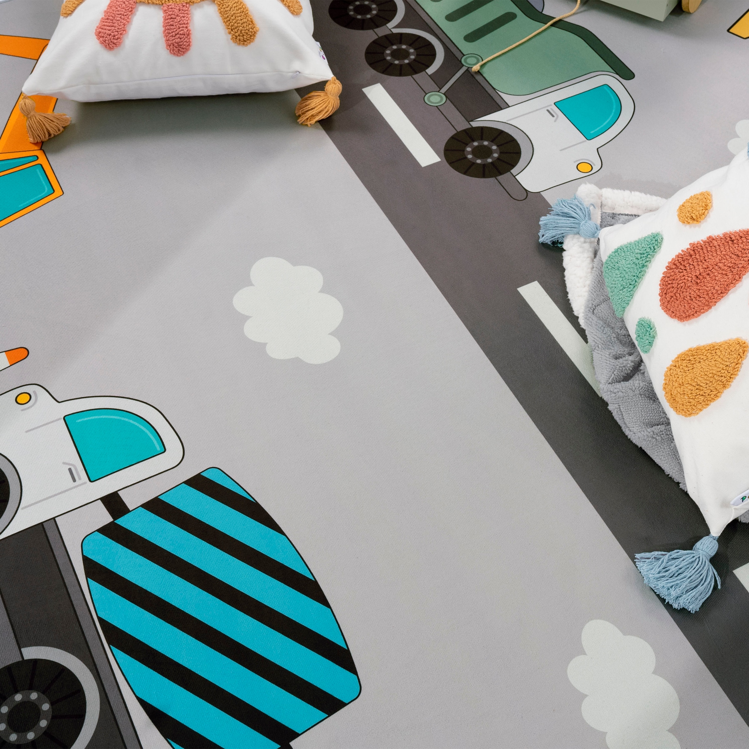 Paco Home Kinderteppich »Bino 578« rechteckig 4 mm Höhe Spielteppich, Motiv Autos & Baustelle, Kinderzimmer