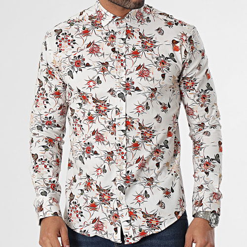 Chemise Manches Longues Beige Clair Rouge