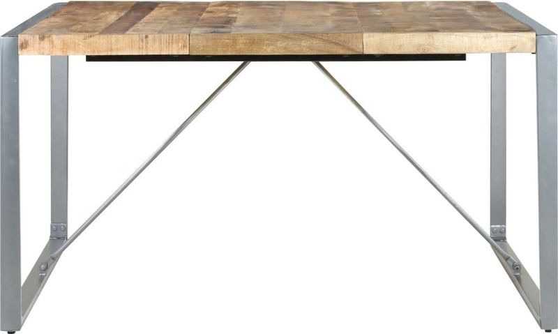 Eettafel - Grijs - Ruw Mangohout - Stalen Poten