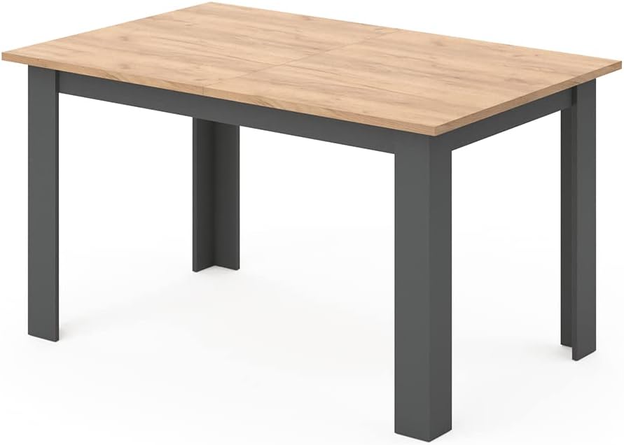 Vicco Esstisch Karlos, Tisch für das Esszimmer, Goldkraft Eiche/Anthrazit, 140 x 90 cm