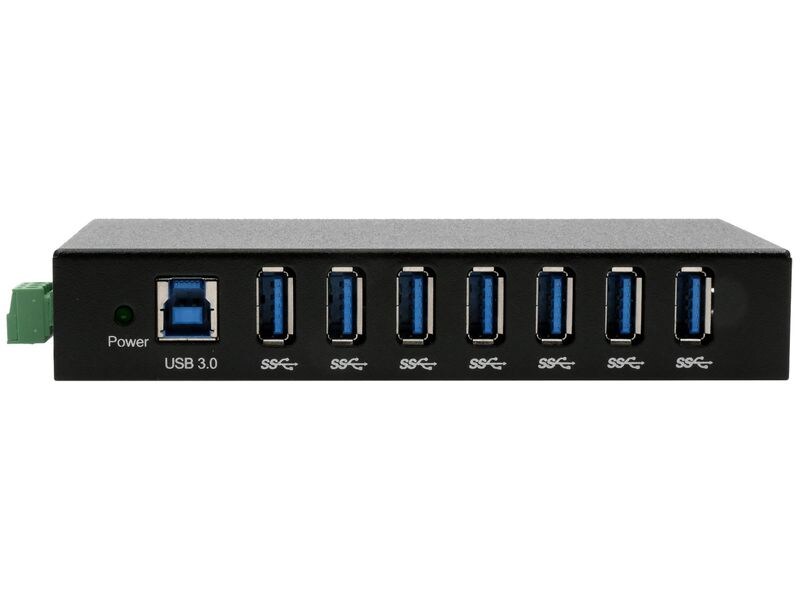 Exsys USB-Hub EX-11237HMS-2 7-Ports USB 3.2 Gen 1 Metall HUB für Tisch, Wand und DIN-Rail, 15KV ESD Schutz