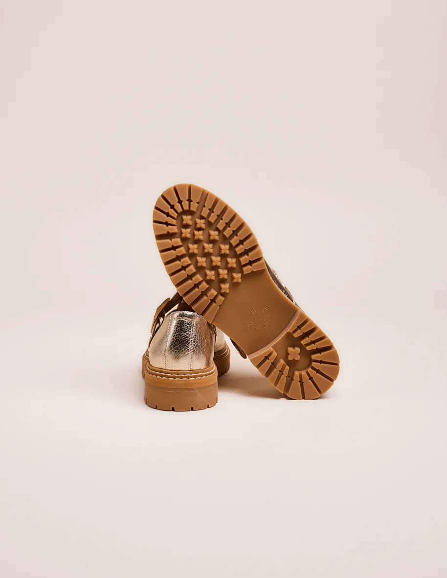 Derbies Romane Ajourée - Cuir grainé champagne