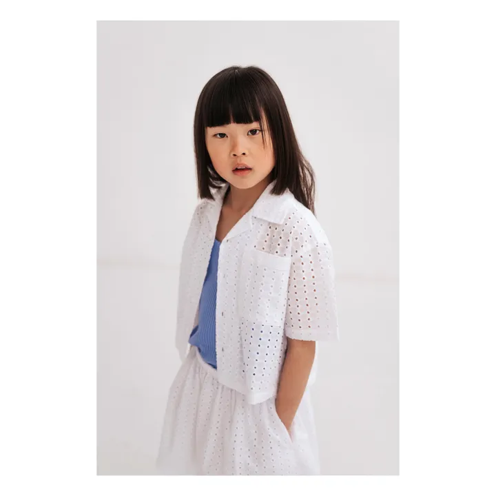 Repose AMS Chemise Cropped Coton Responsable Broderie Anglaise | Blanc