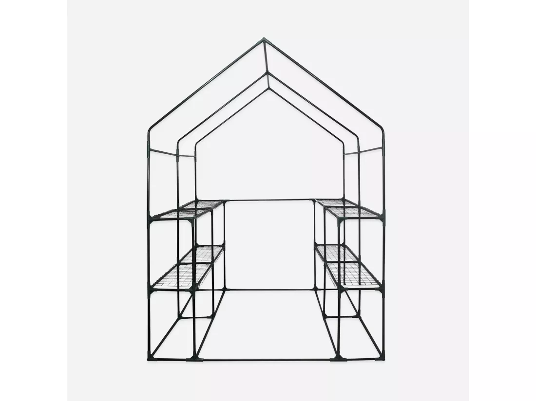 Serre de jardin Basilic 2m² avec 8 étagères en polyéthylène