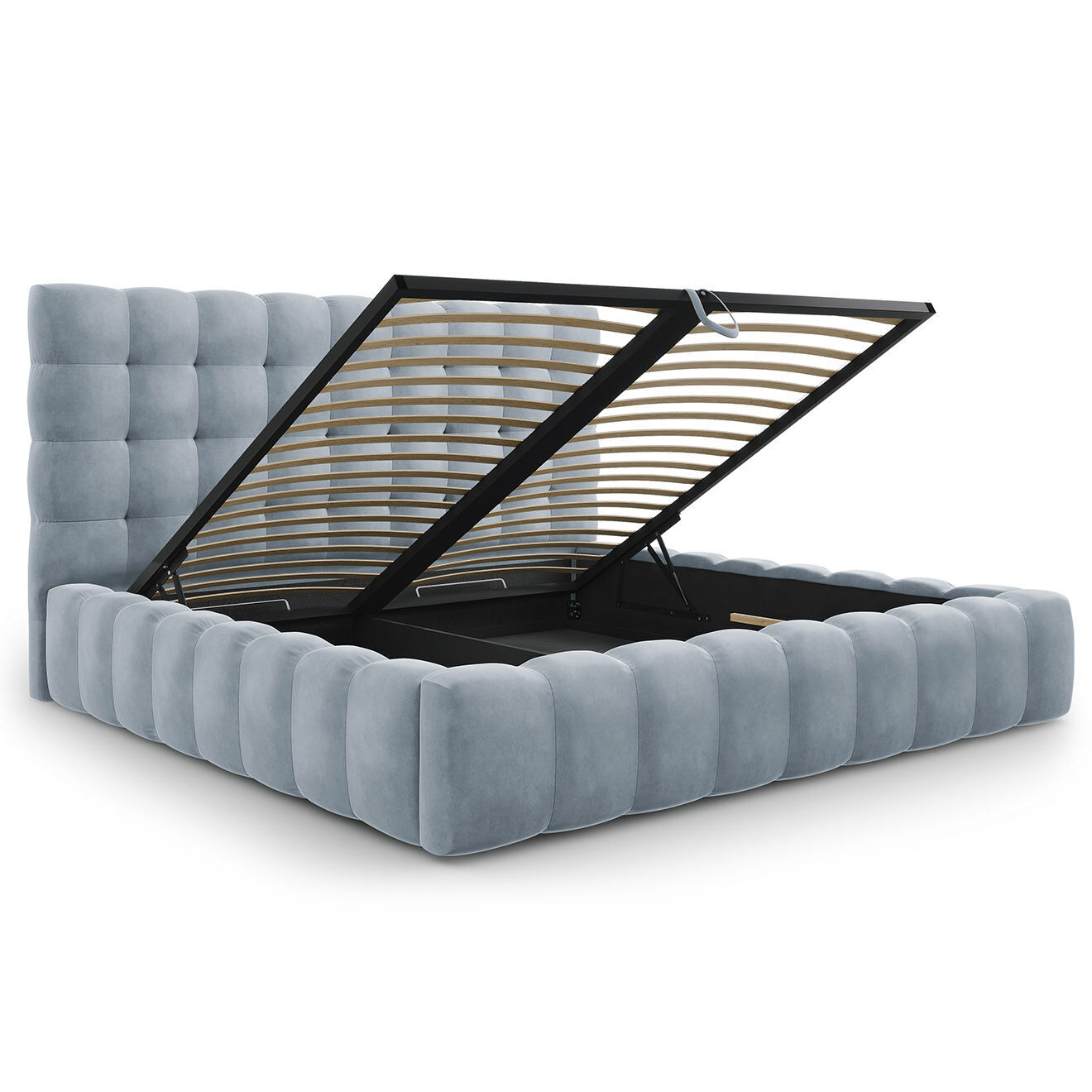 Cosmopolitan Design Lit avec coffre de rangement Bali Velours bleu clair - 200x200 cm
