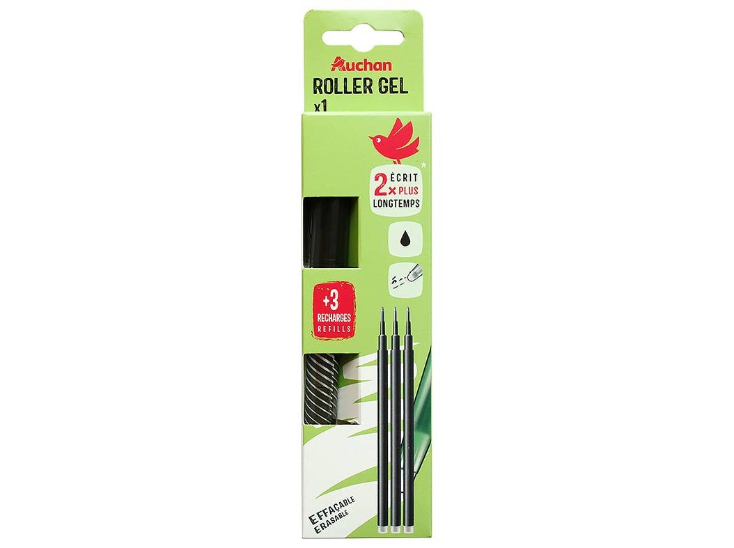 CANETA GEL APAGÁVEL AUCHAN PRETA   3 RECARGAS