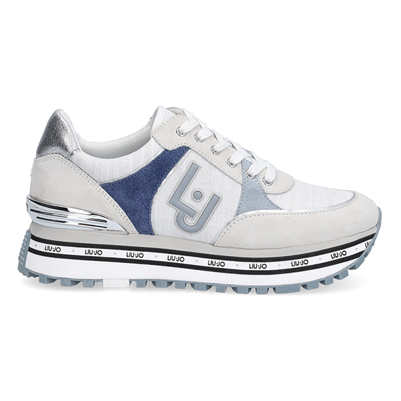 Liu-Jo Sneakers en Velours de Cuir Maddy blanc/gris/bleu