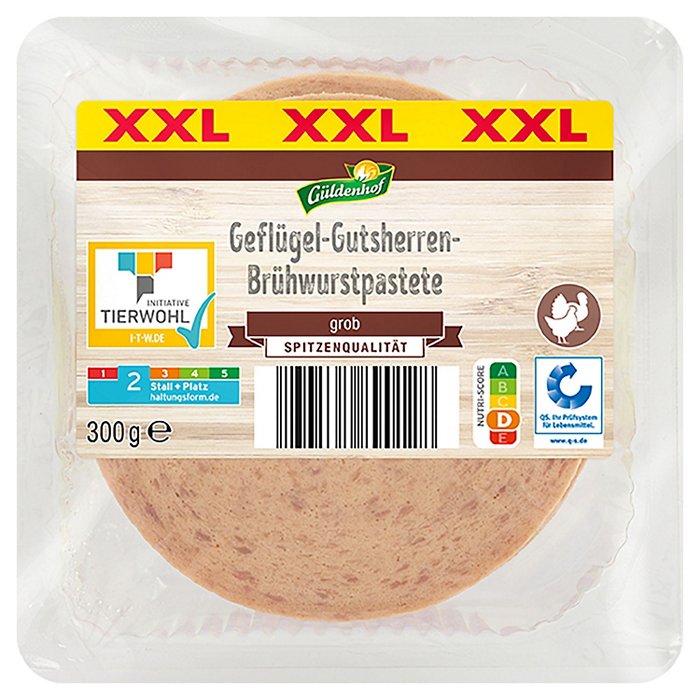 GÜLDENHOF Frischwurst-Aufschnitt 300 g, Geflügel-Guts.-Pastete