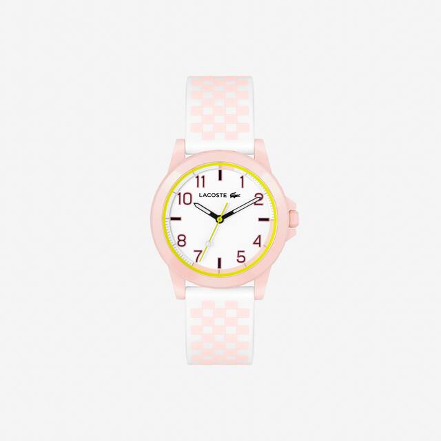 Montre 3 aiguilles Rider bracelet en silicone avec imprimé rose Montres - Blanc - Lacoste - Enfant