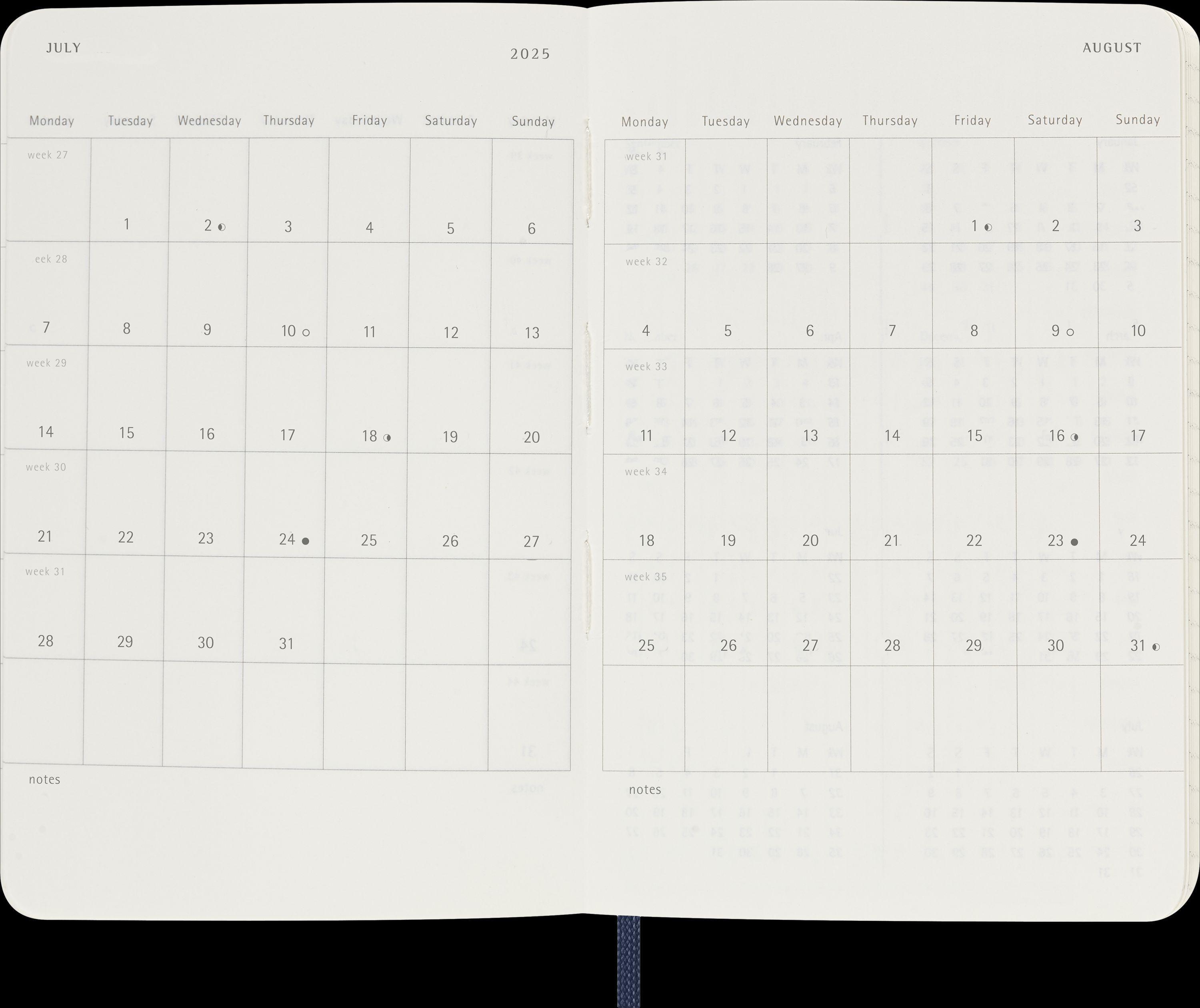Moleskine 12 Monate Wochen Notizkalender 2025, Pocket/A6